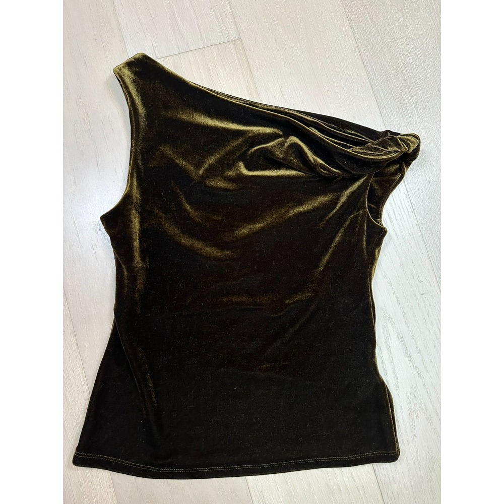Off The Shoulder Velvet Tank Deep Olive Going Out Top Chic Minimal Classic XS